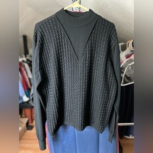 Black Textured Unisex Sweater